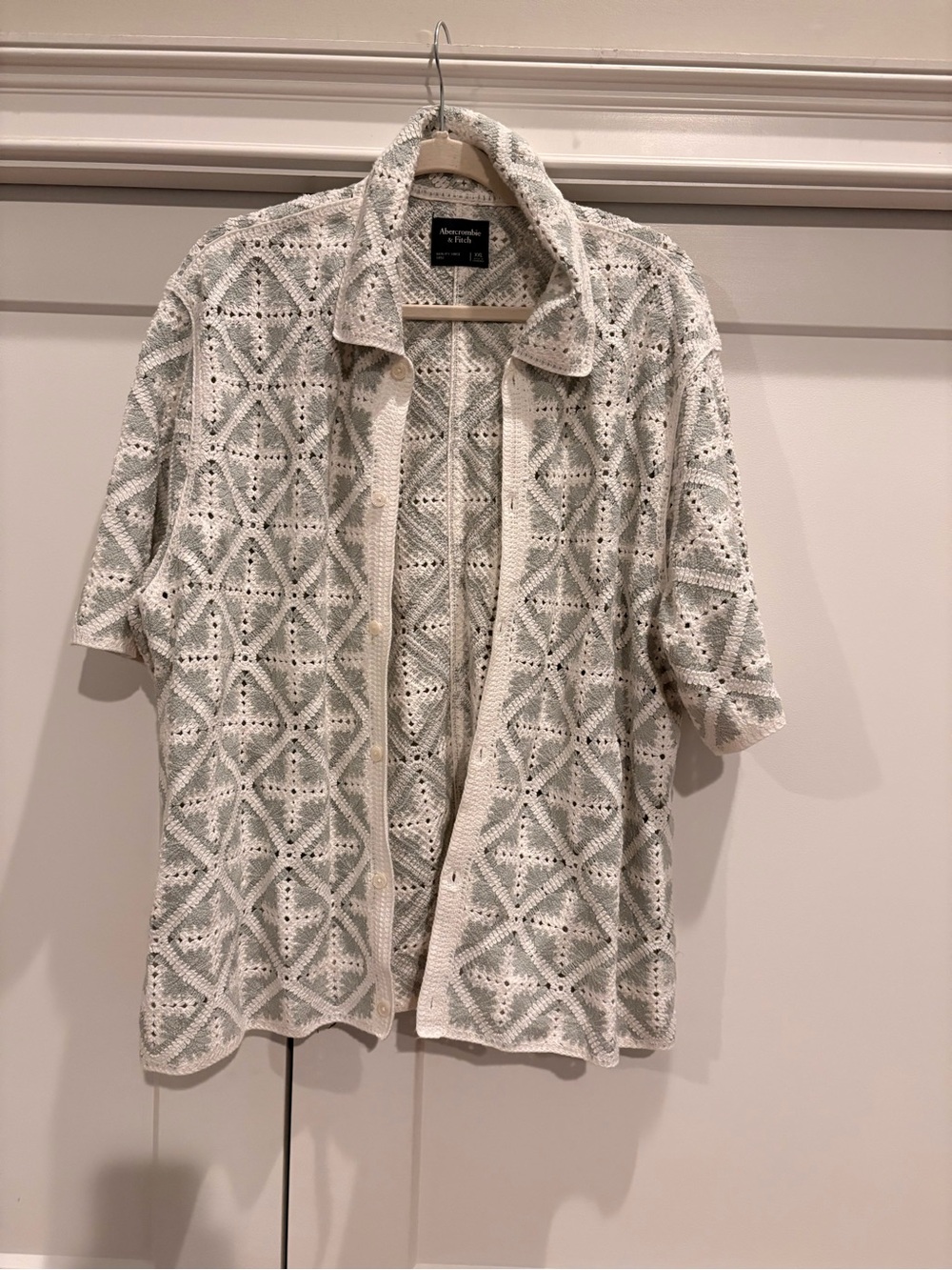 Abercrombie & Fitch Cream Open Crochet Knit Top